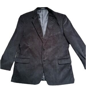 Adolfo Mens Black‎ Corduroy Blazer Sport Coat Suit Jacket Classic Sleek 48R